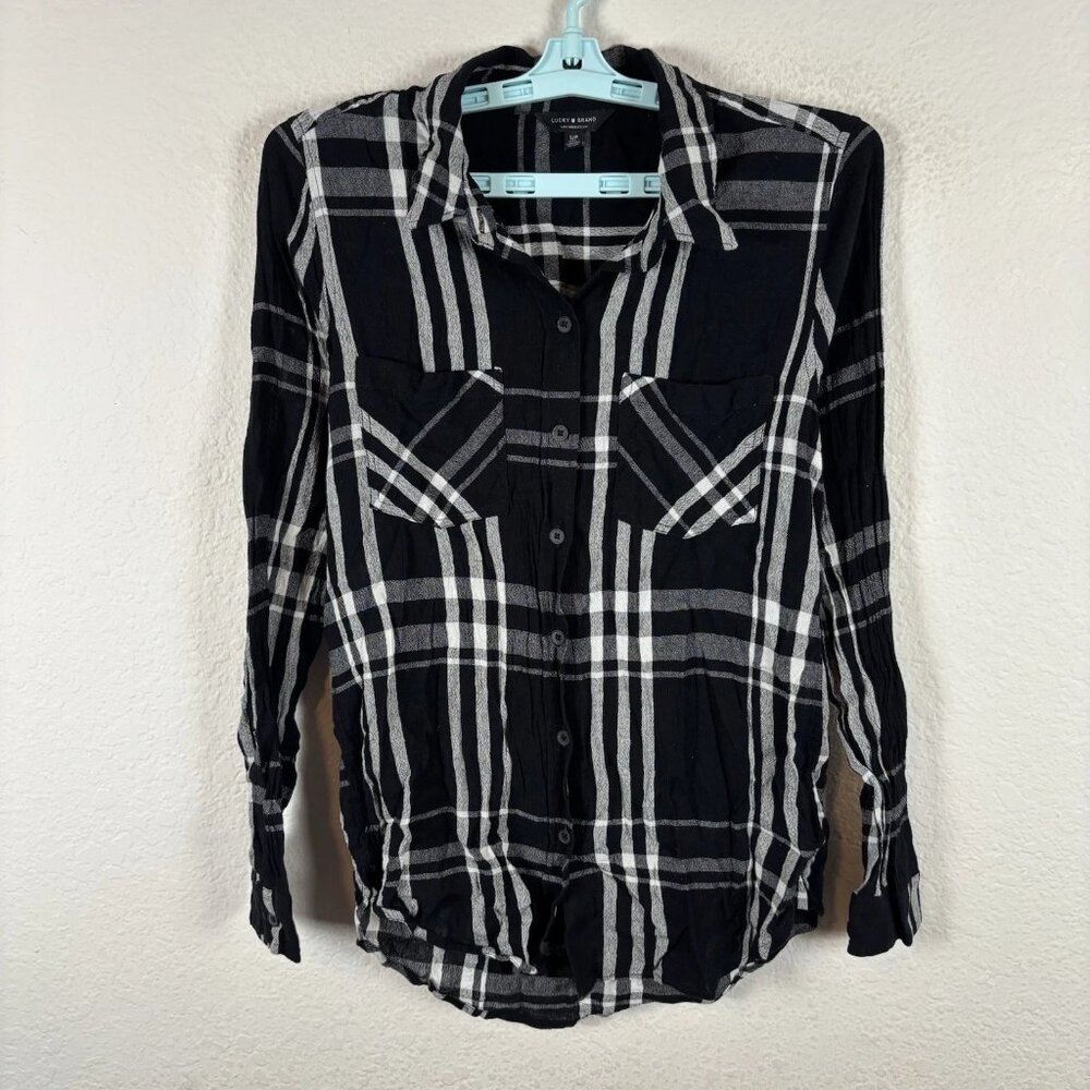 Lucky Brand Womens Button Up Shirt Sz S Small Long Sleeve Plaid Soft Excellent